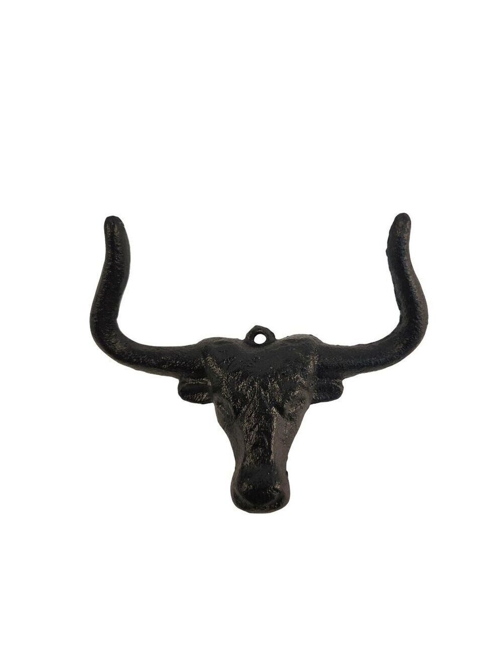 Cast Iron Bull Head Shaped Hat Holder Wall Coat Hook With Rustic Black Finish De - Picture 4 of 9